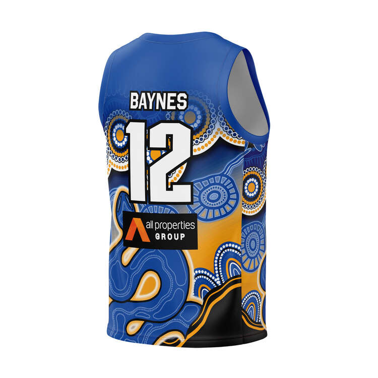 Brisbane Bullets Aaron Baynes 2023/24 Indigenous Jersey, Blue, rebel_hi-res