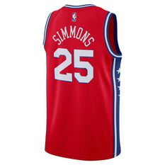 Jordan Philadelphia 76ers Ben Simmons 2020/21 Mens Statement Edition Swingman Jersey Red S, Red, rebel_hi-res