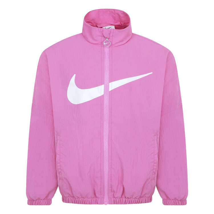 Nike Junior Girls Swoosh Windbreaker Jacket, Pink/White, rebel_hi-res
