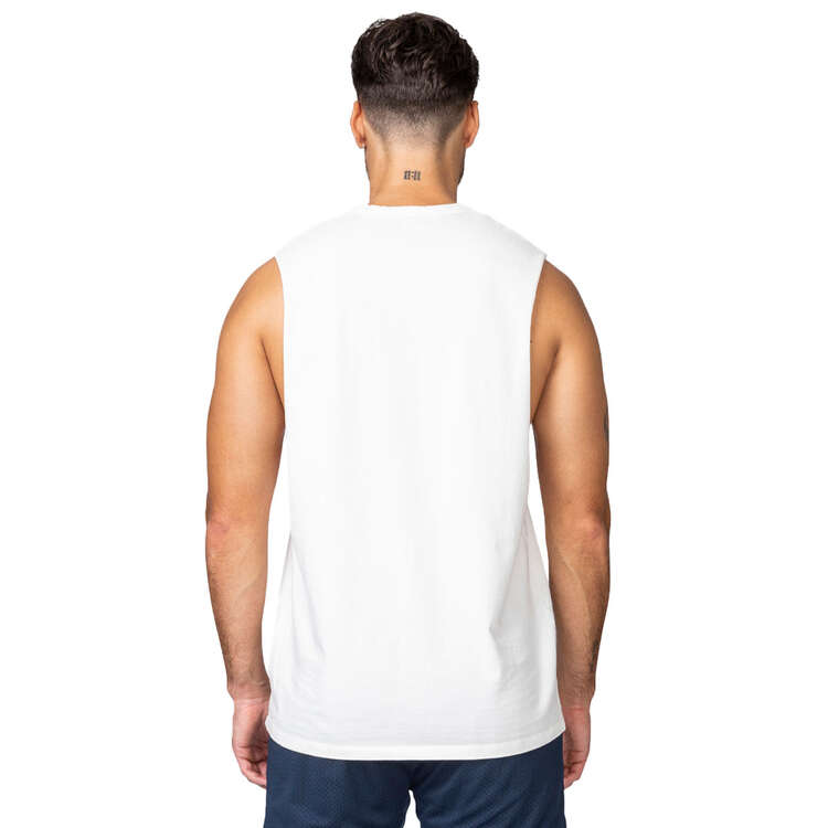 Muscle Nation Mens Ease Drop Arm Heavy Vintage Tank White S, White, rebel_hi-res
