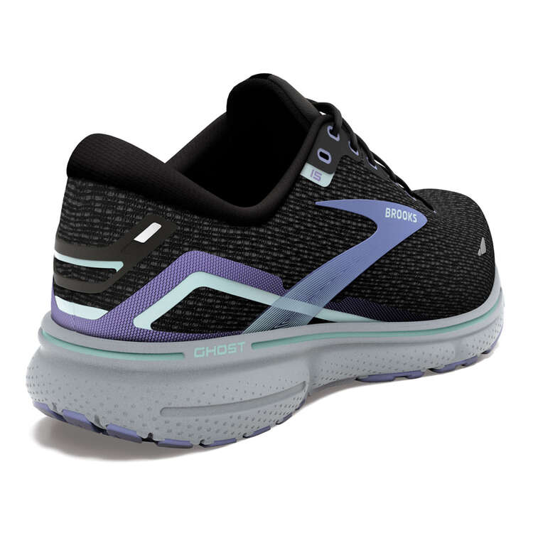 Brooks Ghost 15 Womens Running Shoes, Black/Purple, rebel_hi-res