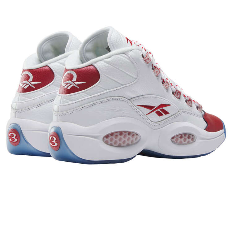 Reebok Question Mid Basketball Shoes, White/Red, rebel_hi-res