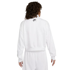 Nike Air Womens Sportswear 1/4 Zip Fleece Top, White, rebel_hi-res