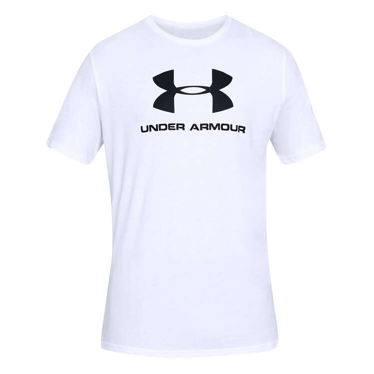 Under Armour Mens Sportstyle Logo Tee, White, rebel_hi-res