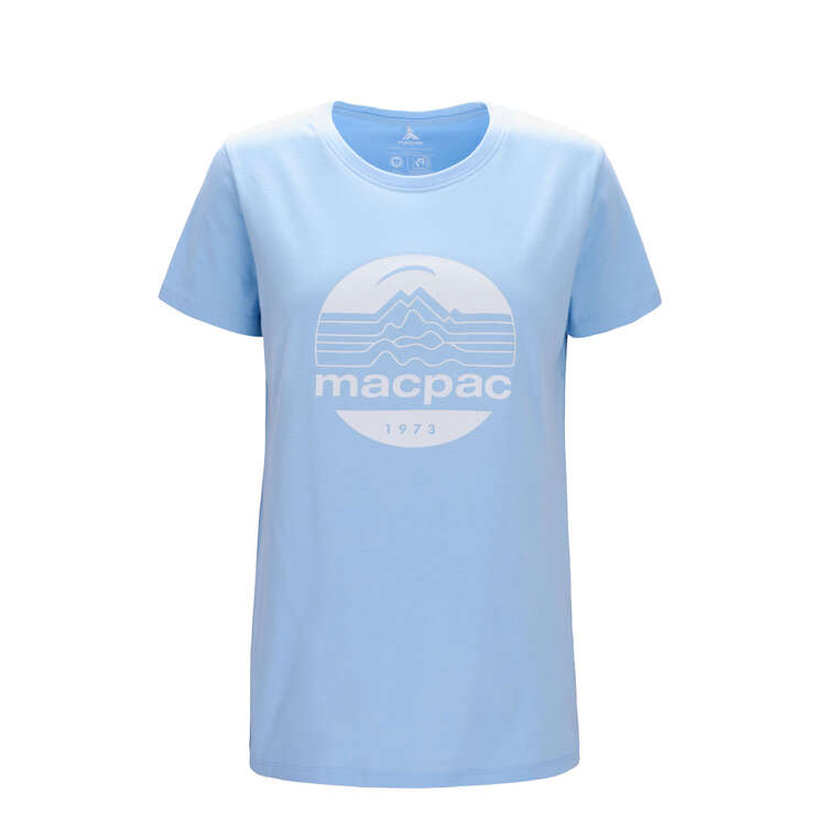 Macpac Womens Retro Boxy Organic Tee, Blue, rebel_hi-res