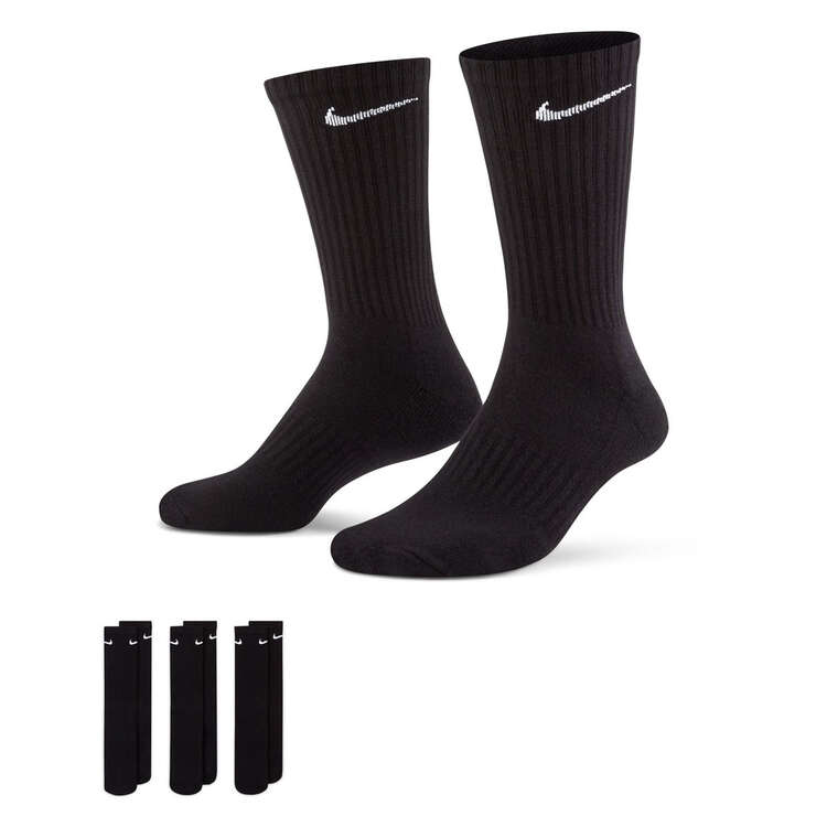 Nike Cushion Cushion Crew 3 Pack Socks Black XL - MEN 12-15, Black, rebel_hi-res
