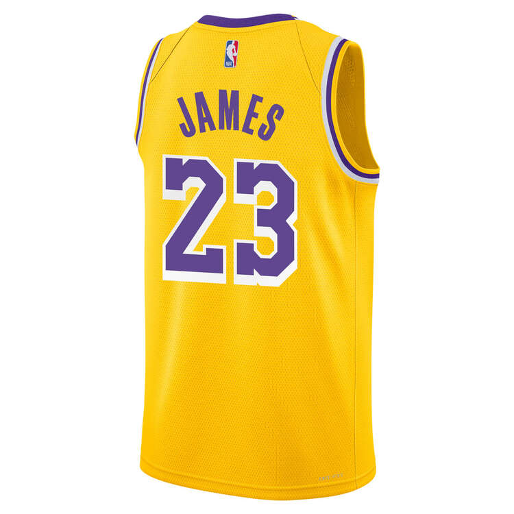 Nike Youth Los Angeles Lakers LeBron James 2023/24 Icon Basketball Jersey Yellow S, Yellow, rebel_hi-res