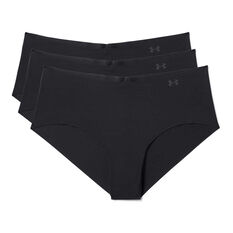 Under Armour Womens Pure Stretch Hipster Printed Briefs 3 Pack Black S, Black, rebel_hi-res