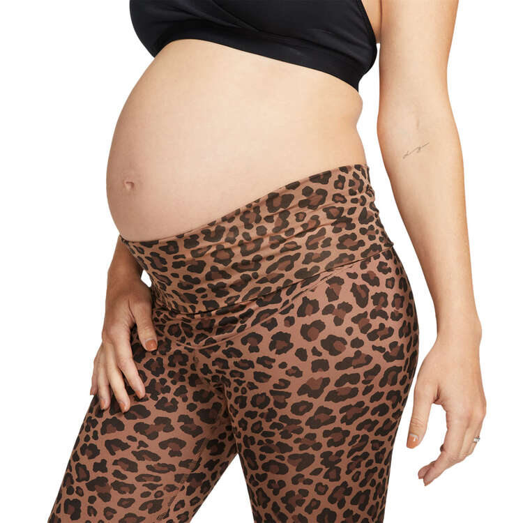 Nike Womens High-Waisted Leopard Print Maternity Tights Black XS