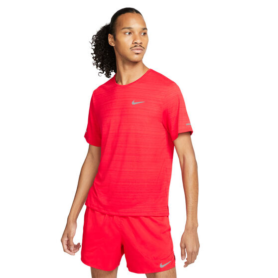Nike Mens Dri-FIT Miler Running Tee, Red, rebel_hi-res