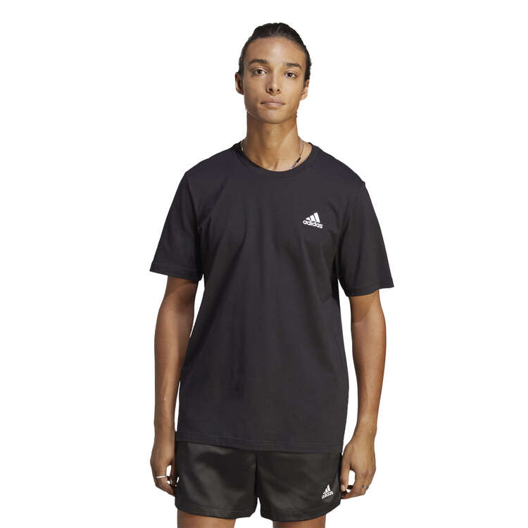 adidas Mens Essentials Single Jersey Embroidered Small Logo Tee, Black, rebel_hi-res