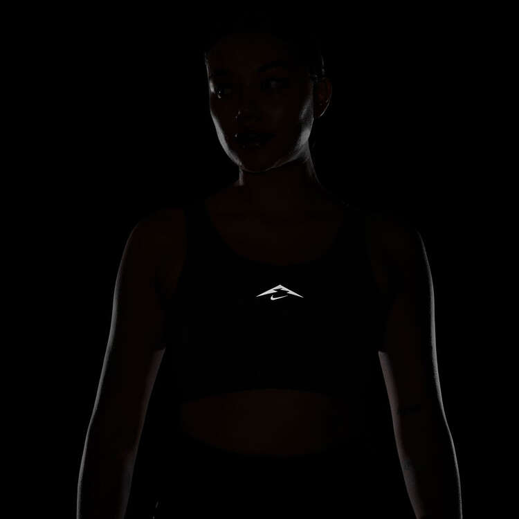 Nike Womens Trail Swoosh On-The-Run Sports Bra, Black, rebel_hi-res
