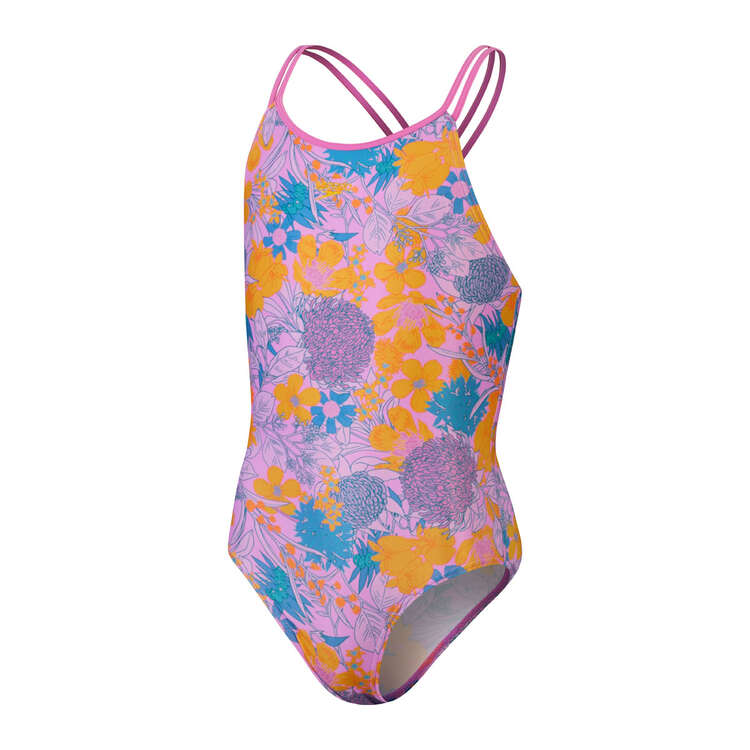 Speedo Girls All-Over Double Thinstrap Swimsuit, Print, rebel_hi-res