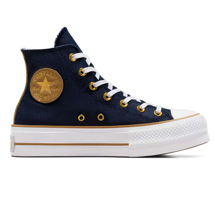 Converse Chuck Taylor All Star Lift High Womens Casual Shoes Navy/Gold US 6, Navy/Gold, rebel_hi-res