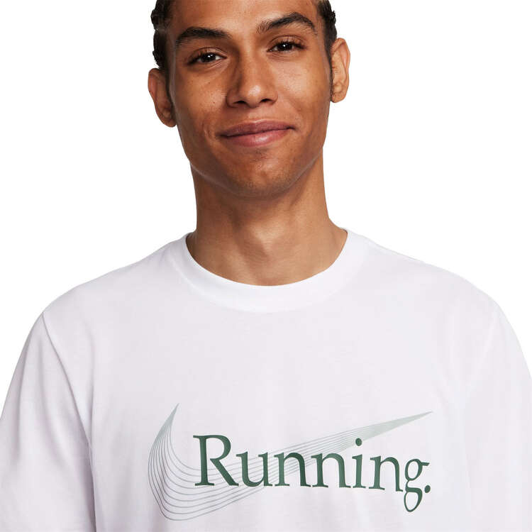 Nike Mens Dri-FIT Heritage Running Tee, White, rebel_hi-res