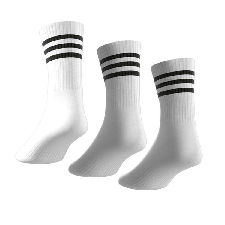 adidas 3-Stripes Cushioned Crew Socks, White, rebel_hi-res
