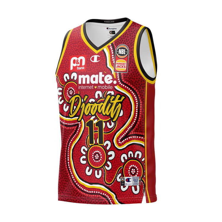 Perth Wildcats Bryce Cotton 2023/24 Indigenous Jersey Red S, Red, rebel_hi-res