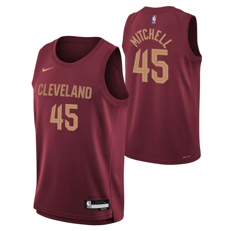Nike Youth Cleveland Cavaliers Donovan Mitchell 2023/24 Icon Basketball Jersey, Red, rebel_hi-res