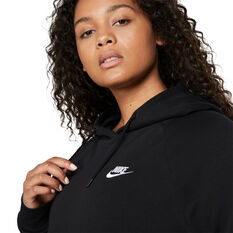 Nike Womens Sportswear Essential Fleece Pullover Hoodie (Plus Size), Black, rebel_hi-res