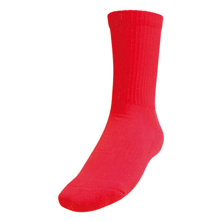 Burley Football Crew Socks Red 7-11, Red, rebel_hi-res