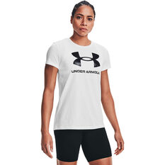 Under Armour Womens Sportstyle Graphic Tee, White, rebel_hi-res