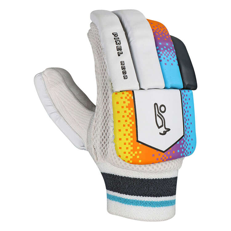 Kookaburra Pixel Mega Junior Cricket Batting Gloves, White/Yellow, rebel_hi-res