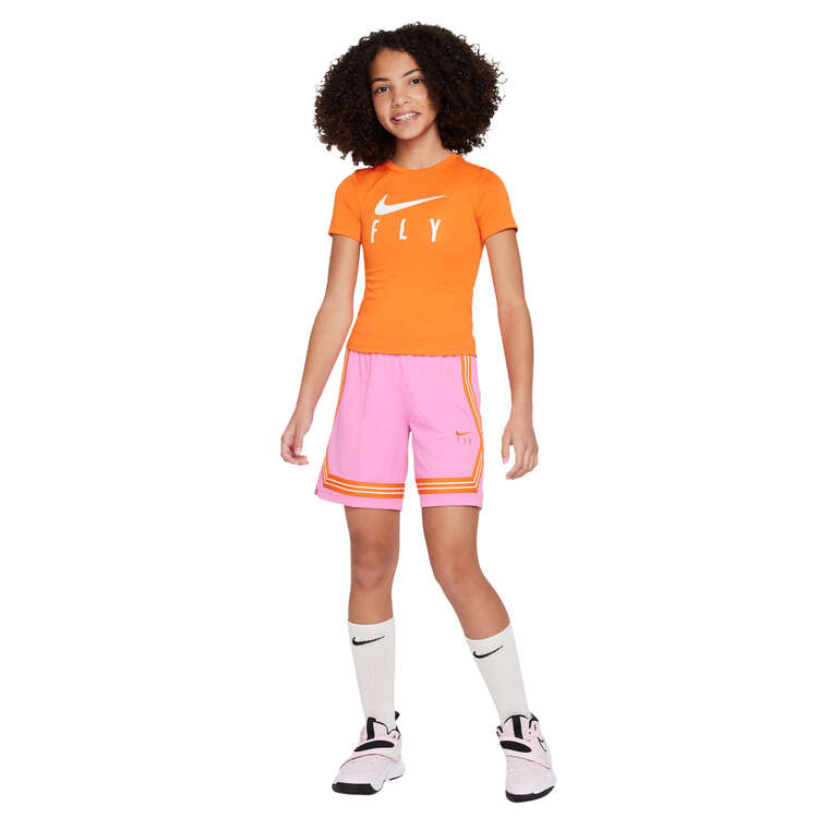Nike Girls Fly Crossover Basketball Shorts, Pink, rebel_hi-res