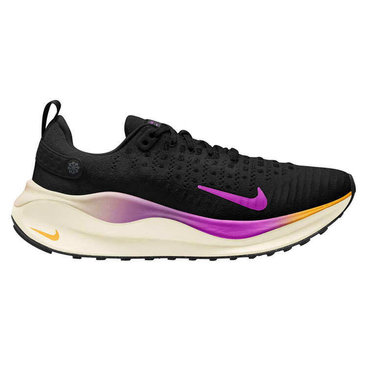 Nike React InfinityRN Flyknit 4 Womens Running Shoes Black/Purple US 6, Black/Purple, rebel_hi-res