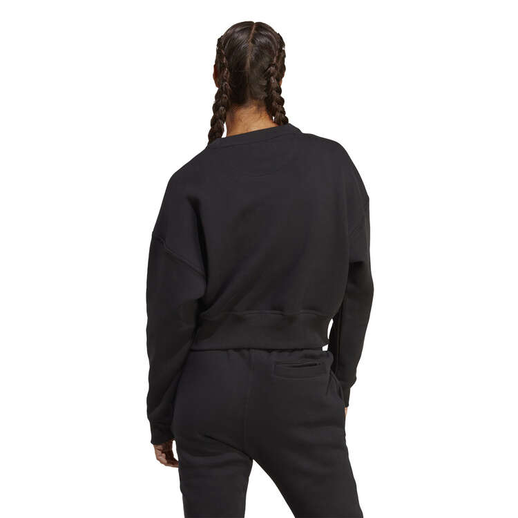adidas Womens Lounge Fleece Sweatshirt Black XS, Black, rebel_hi-res