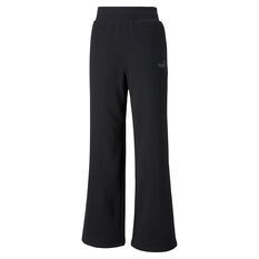 Puma Womens Essentials Embroidered Wide Pants Black XS, Black, rebel_hi-res