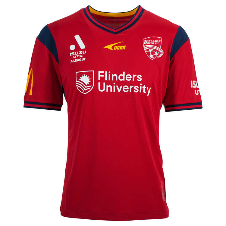 Adelaide United 2023/24 Home Jersey Red S, Red, rebel_hi-res