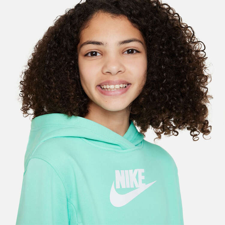 Nike Girls Sportswear Club Fleece Crop Hoodie, Green, rebel_hi-res