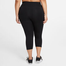 Nike One Womens Mid-Rise Crop Tights Plus Black XL, Black, rebel_hi-res