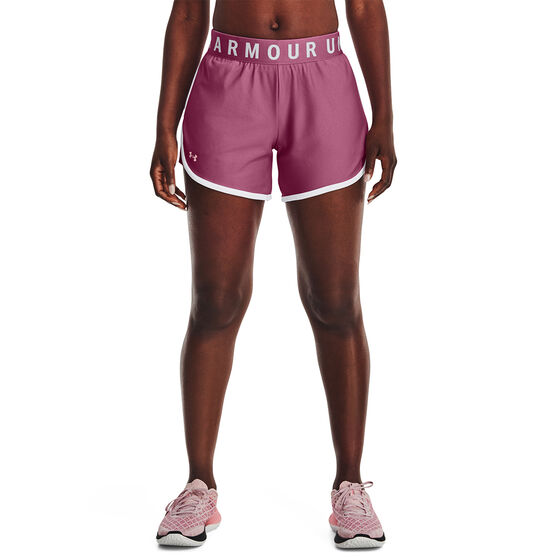 Under Armour Womens UA Play Up 5 Inch Shorts, Pink, rebel_hi-res