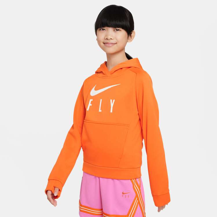 Nike Girls Therma-FIT Basketball Seasonal Pullover Hoodie Orange XS, Orange, rebel_hi-res