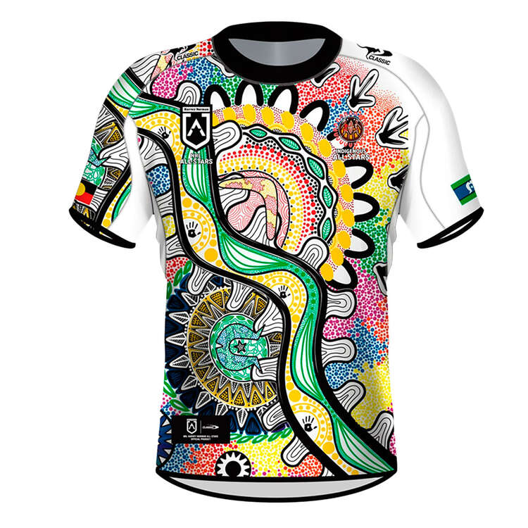 Indigenous All Stars 2024 Womens Home Jersey, White/Multi, rebel_hi-res
