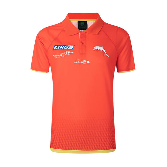 Redcliffe Dolphins 2022 Mens Team Polo, Red, rebel_hi-res
