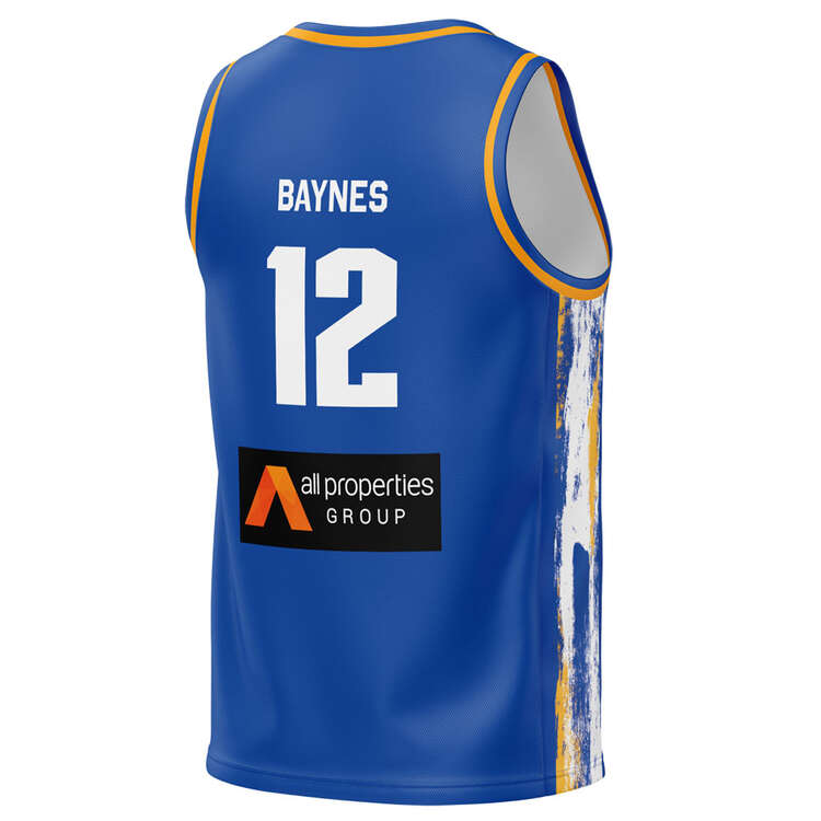 Champion Mens Brisbane Bullets Aron Baynes 2023/24 Home Basketball Jersey, Blue, rebel_hi-res