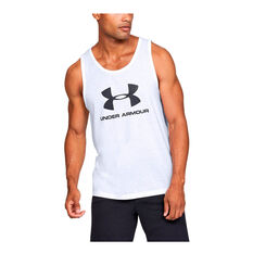 Under Armour Mens Sportstyle Tank, White, rebel_hi-res