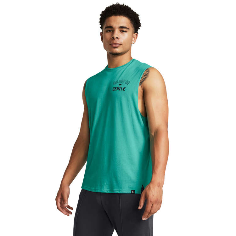 Under Armour Project Rock Mens Do Not Go Gentle Training Tank Green XS, Green, rebel_hi-res