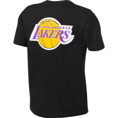 Los Angeles Lakers Mens Retro Repeat Tee Black S, Black, rebel_hi-res