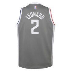 Nike Los Angeles Clippers Kawhi Leonard 2020/21 Kids Earned Jersey Grey S, Grey, rebel_hi-res