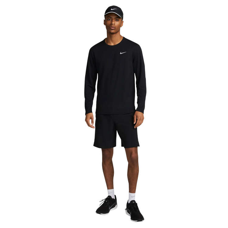 Nike Mens Dri-FIT Miler UV Running Long Sleeve Tee, Black, rebel_hi-res