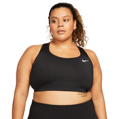 Nike Womens Dri-FIT Swoosh Non-Padded Sports Bra (Plus Size) Black 1X, Black, rebel_hi-res