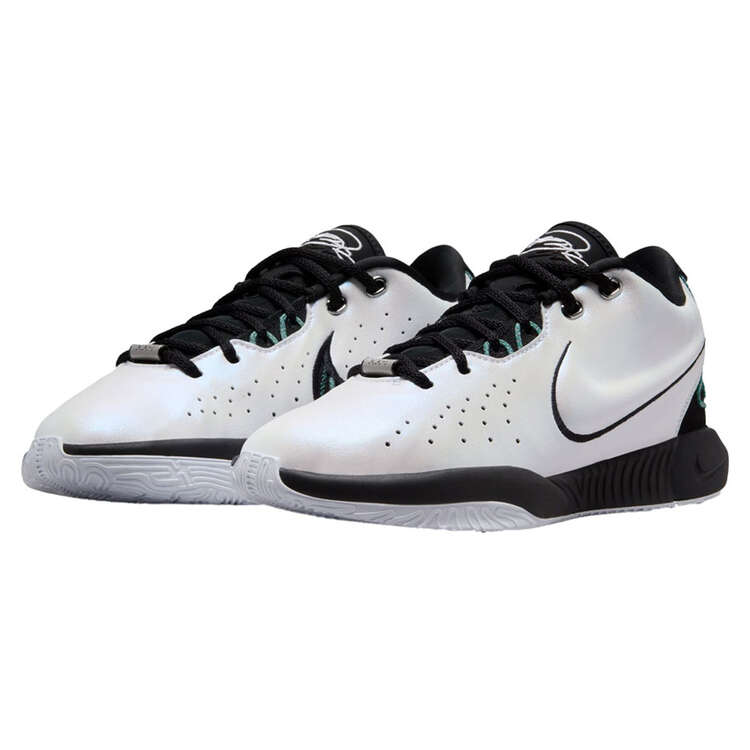 Nike LeBron 21 Conchiolin GS Kids Basketball Shoes, White/Black, rebel_hi-res