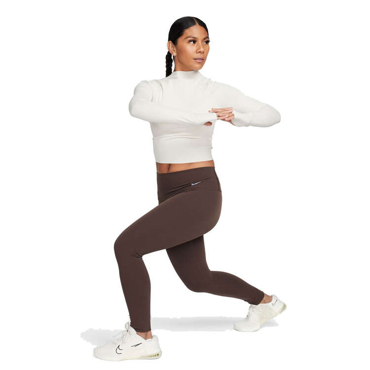 Nike Womens Zenvy Dri-FIT Long Sleeve Top, Beige, rebel_hi-res