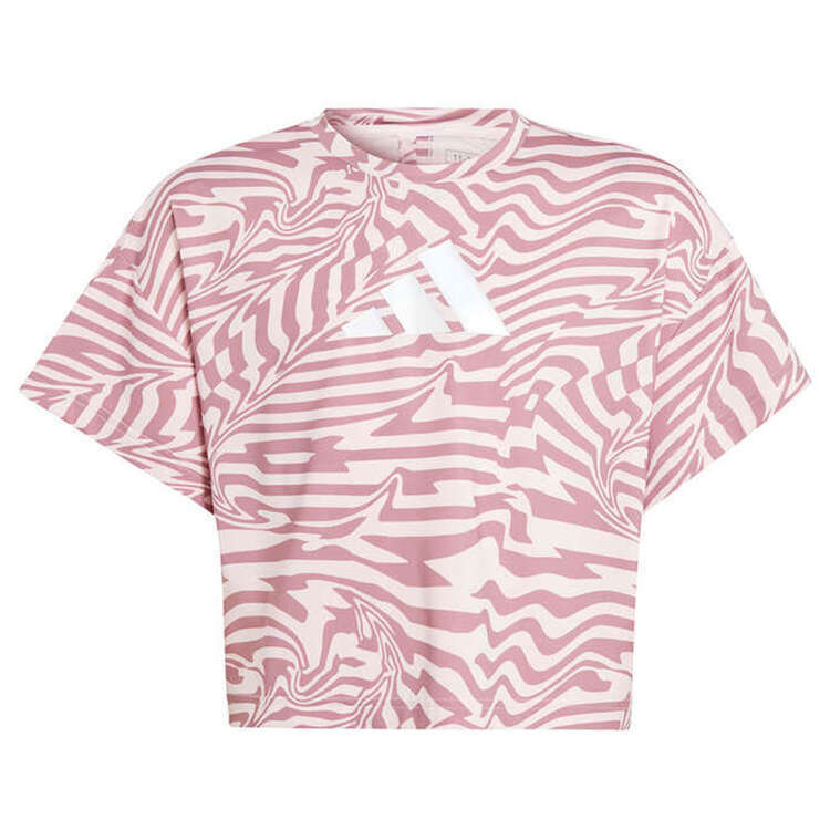 adidas Girls AEROREADY All Over Print Tee Pink 8, Pink, rebel_hi-res