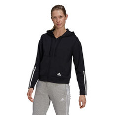 adidas Womens Essentials 3-Stripes Full Zip Sweatshirt Black XS, Black, rebel_hi-res