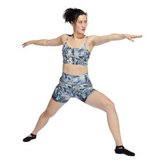 adidas Womens Yoga Studio Print Short Tight, Blue, rebel_hi-res