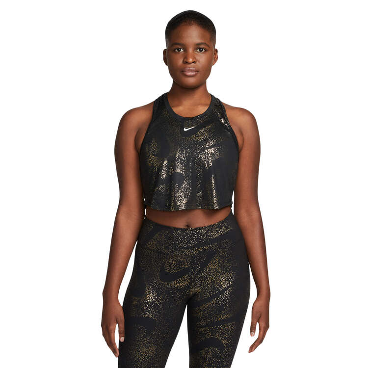 Nike Womens Dri-FIT One Printed Tank, Black, rebel_hi-res